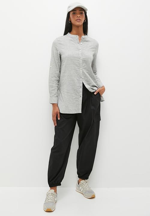 dailyfriday - Cotton mandarin collar shirt - grey