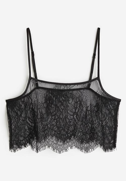 H&M - Lace crop top - black