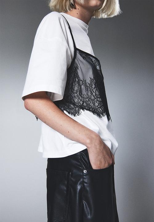 H&M - Lace crop top - black