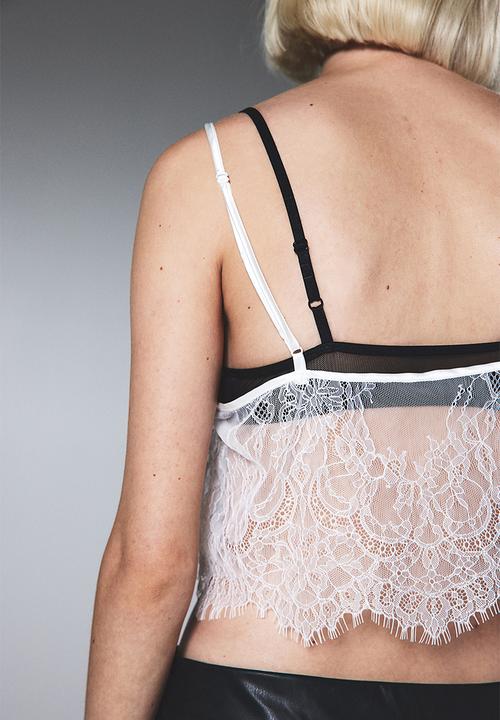 H&M - Lace crop top - white