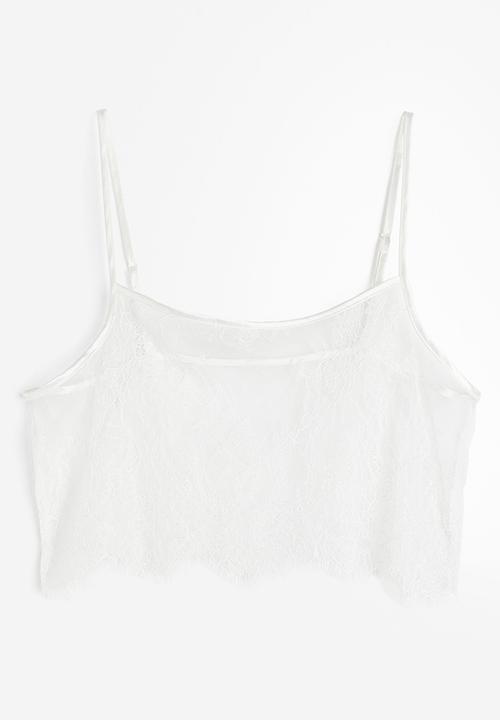 H&M - Lace crop top - white
