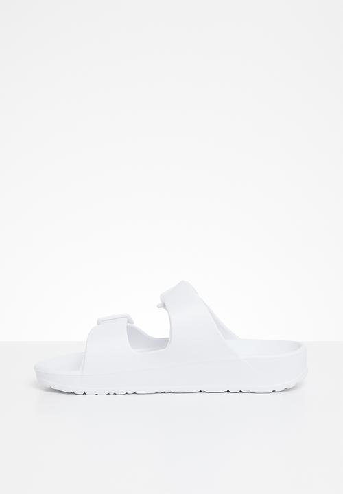 Pop Candy - Twin buckle strap slides - white