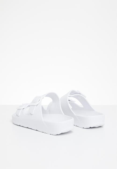 Pop Candy - Twin buckle strap slides - white