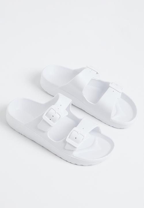 Pop Candy - Twin buckle strap slides - white