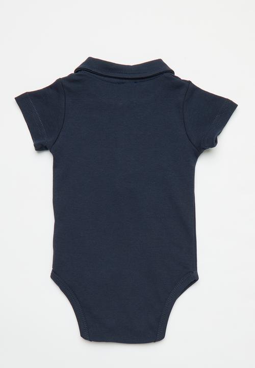 Pop Candy - Baby collared romper - navy