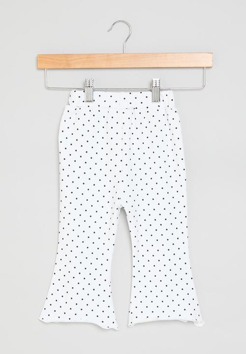 Pop Candy - Polka dot flared pants - white 