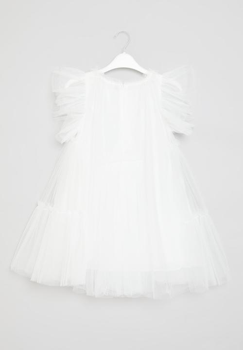 Pop Candy - Frill sleeve occasion dress - white