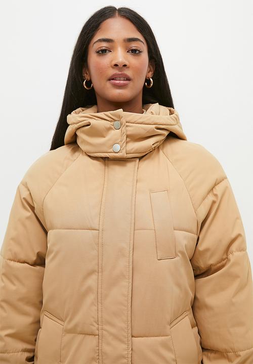 dailyfriday - Midi hooded puffer - stone
