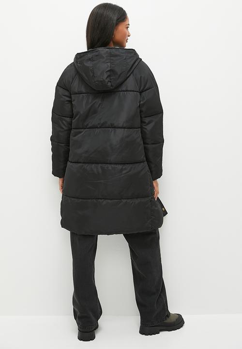 dailyfriday - Hooded longer length puffer - black