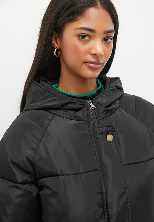 dailyfriday - Hooded longer length puffer - black