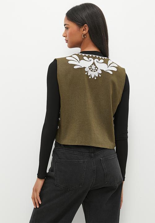 dailyfriday - Embroidery waistcoat - choc & ecru