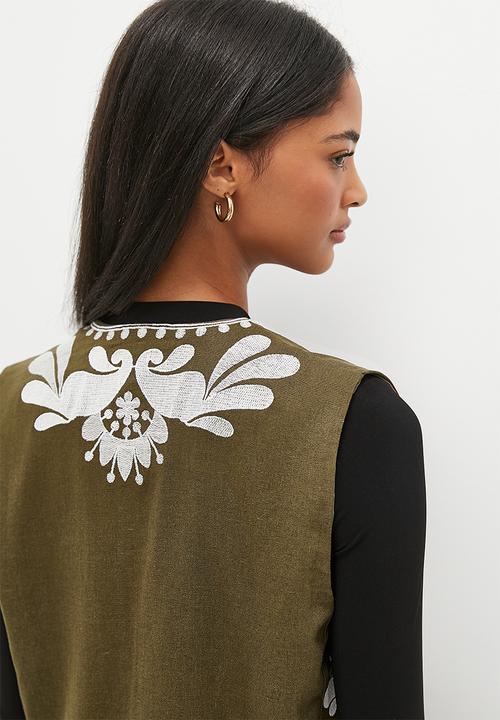 dailyfriday - Embroidery waistcoat - choc & ecru