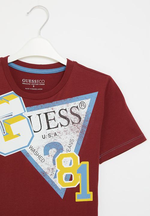 GUESS - Short sleeve T-shirt - dark jam red
