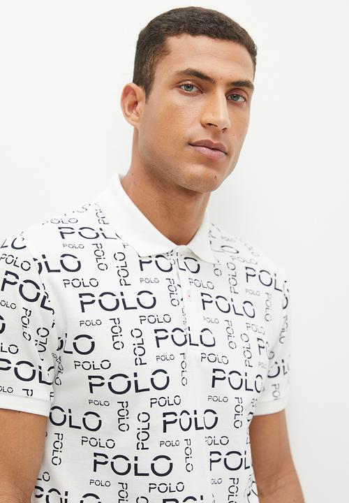 POLO - Mens logo printed aop golfer - white