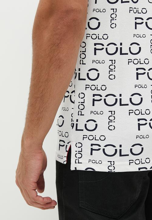 POLO - Mens logo printed aop golfer - white