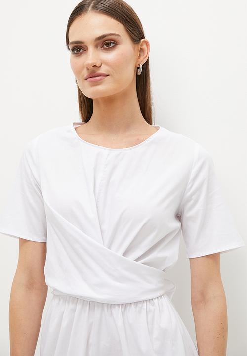 edit - Short sleeve wrap dress - white