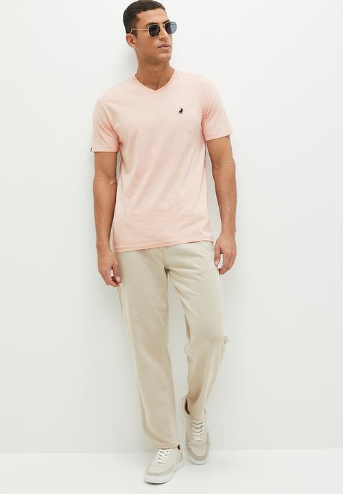 POLO - Mens v neck short sleeve tee - pink