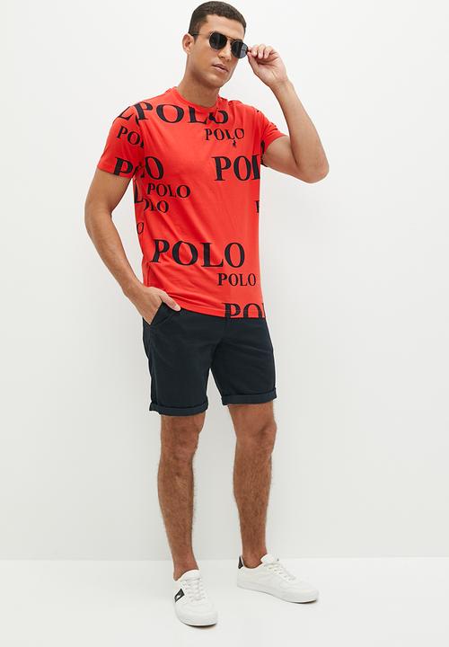 POLO - Mens short sleeve printed tee - red