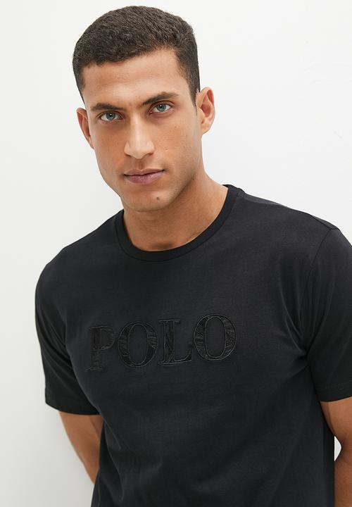 POLO - Mens short sleeve embroidered logo tee - black