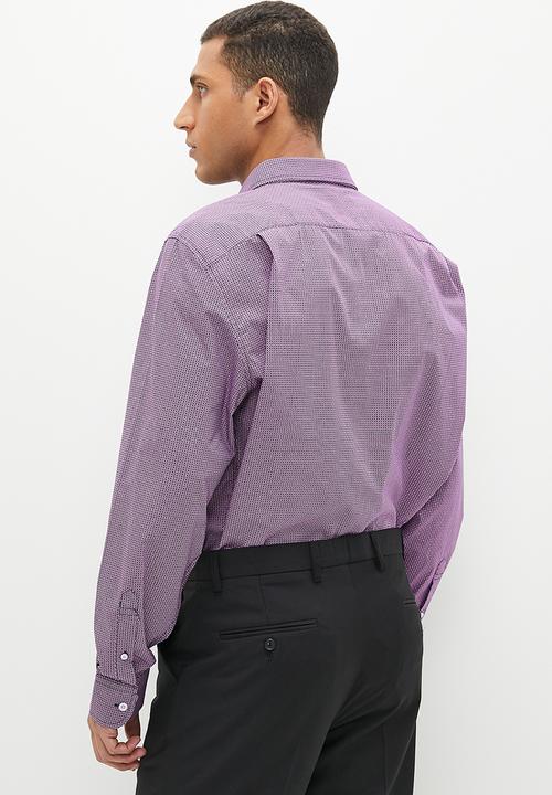 POLO - Mens micro geometric long sleeve shirt - pink
