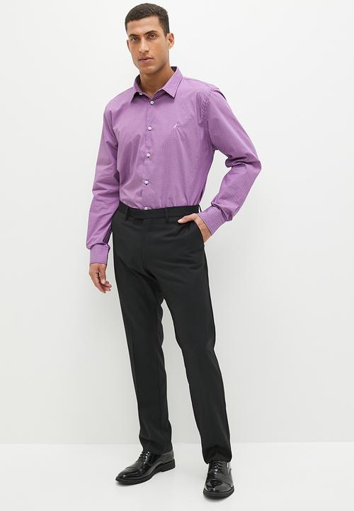 POLO - Mens micro geometric long sleeve shirt - pink