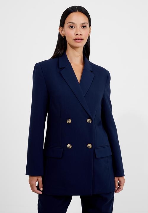 French Connection - luxe double breasted blazer - dark navy