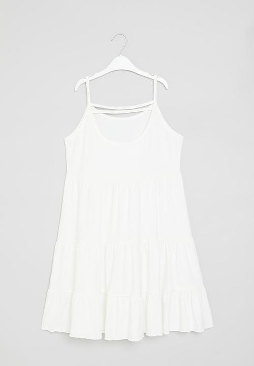 Pop Candy - Tiered cami dress - white