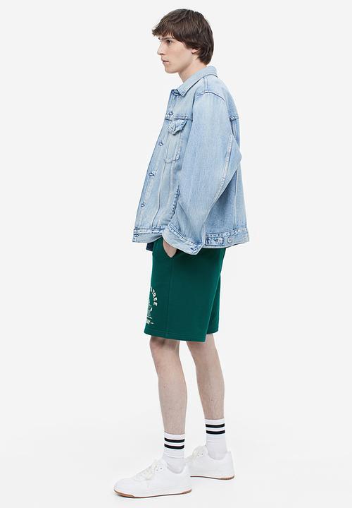 H&M - Relaxed fit printed sweat shorts - dark green snoopy