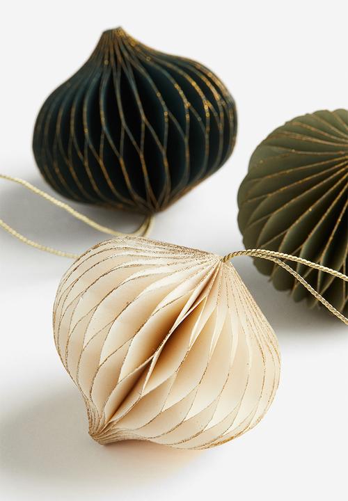 H&M - 6-Pack Christmas decorations - dark green & natural white