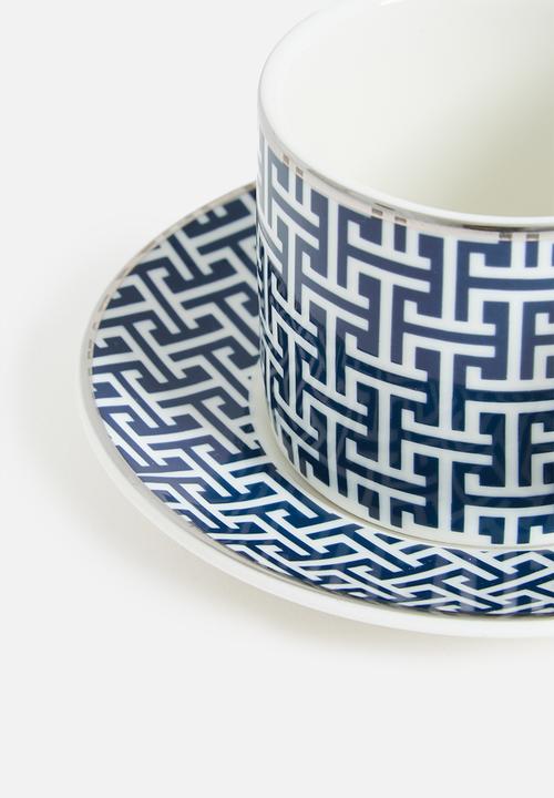 H&M - Espresso cup and saucer - blue/patterned