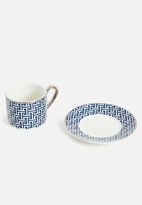 H&M - Espresso cup and saucer - blue/patterned