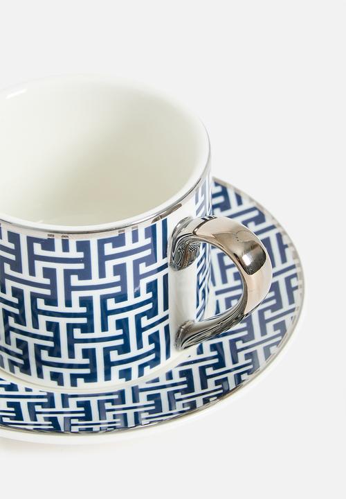 H&M - Espresso cup and saucer - blue/patterned