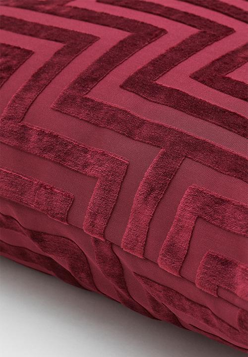 H&M - Velvet cushion cover - dark red patterned