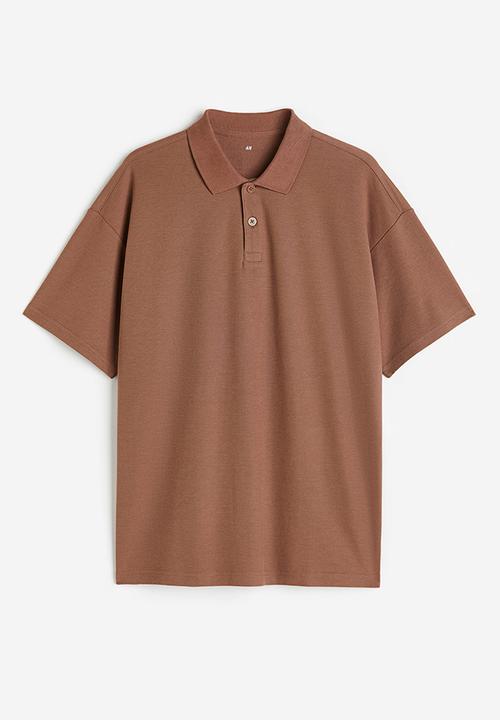 Coolmax® oversized fit polo shirt - brown - 1166054007