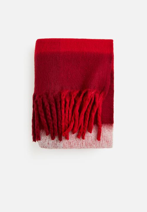 H&M - Wool-blend blanket - dark red checked