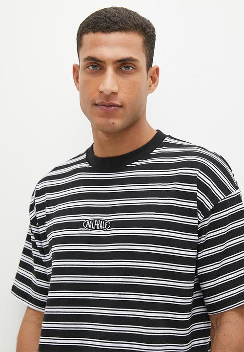 Factorie - Half half oversized T-shirt - black stripe/half half pill