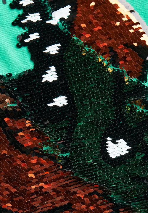 H&M - Reversible sequin T-shirt - bright green dinosaur