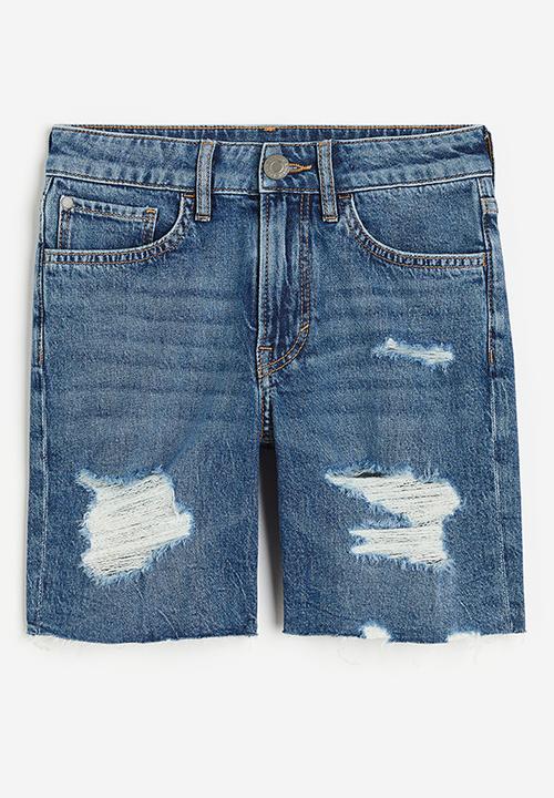 H&M - Denim shorts - denim blue trashed