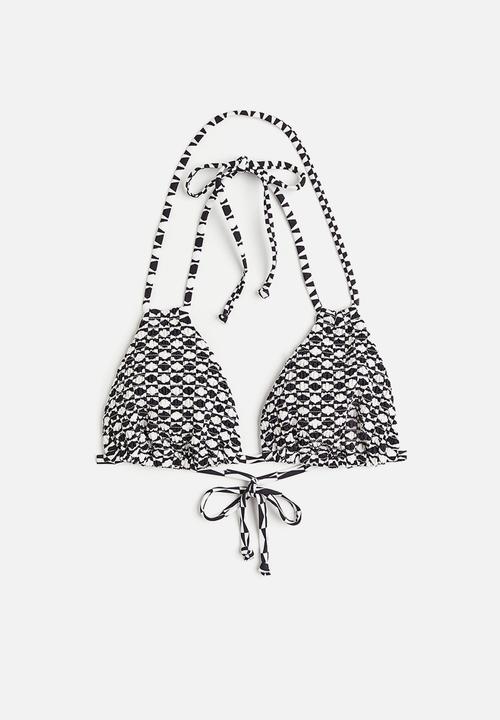 H&M - Padded triangle bikini top - black & white 