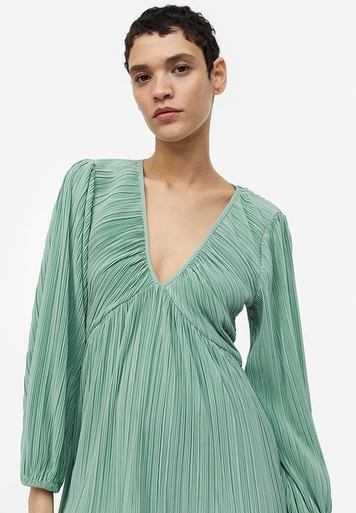 H&M - Pleated jersey dress - green