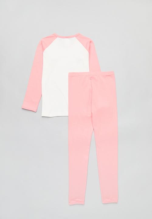 Pop Candy - Printed reglan sleeve pj set - pink