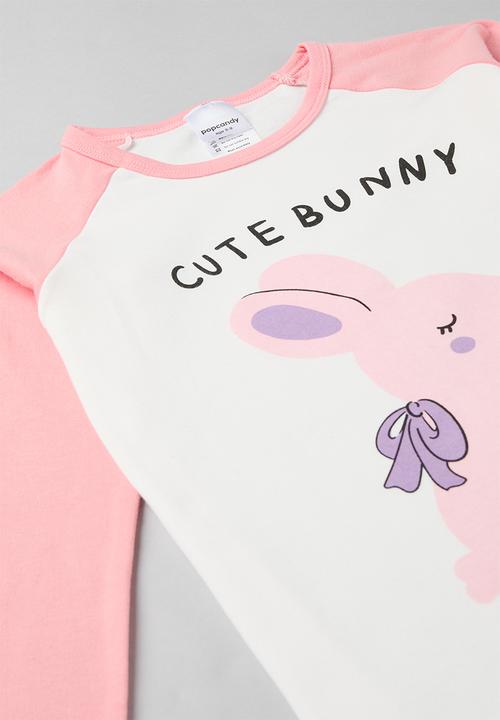Pop Candy - Printed reglan sleeve pj set - pink