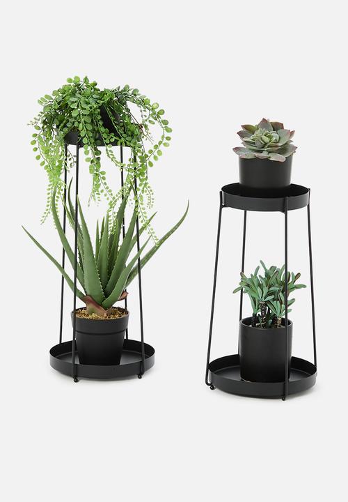 H&S - Aria flowerpot stand set of 2 - black