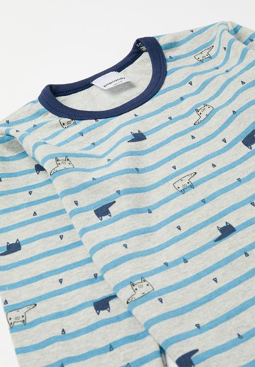 Pop Candy - Striped long sleeve pj set - blue