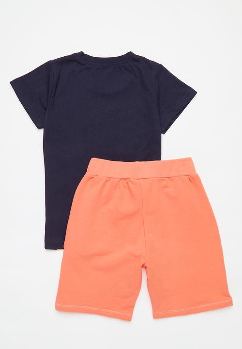 Pop Candy - Tee & short set - navy & orange