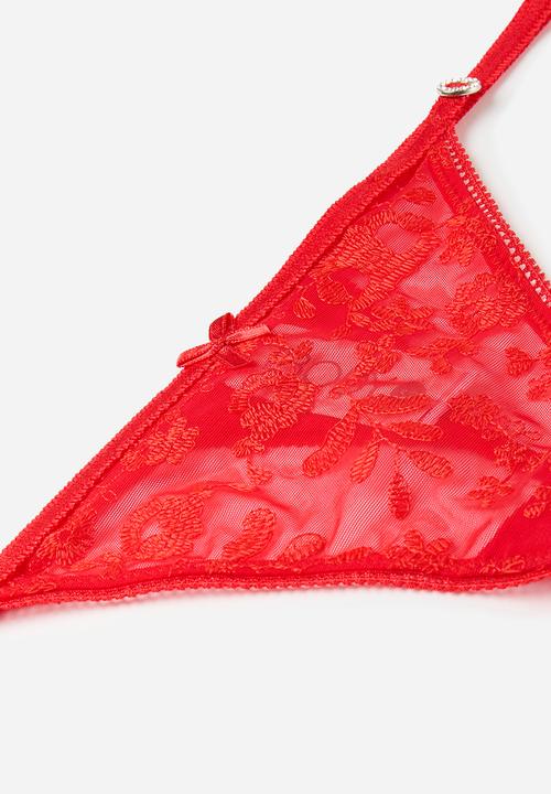 Cotton On - Aurora Lace Tanga G String - Crimson Red