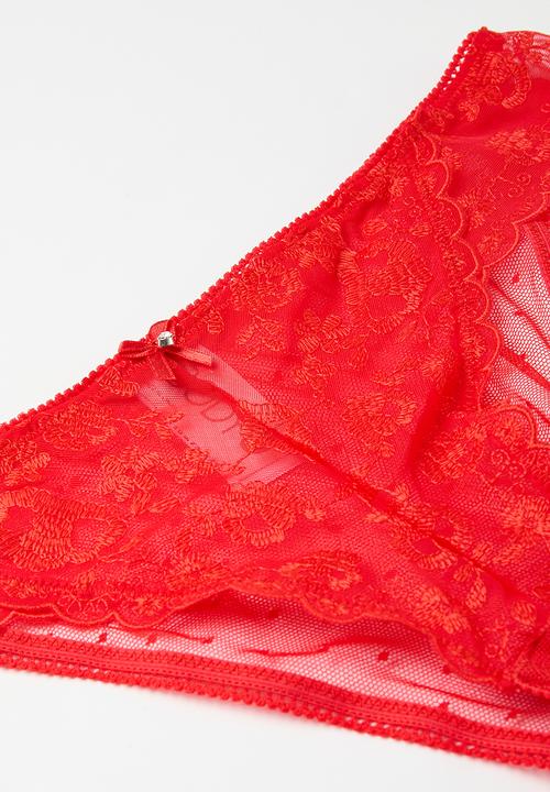 Cotton On - Aurora Lace Brasiliano - Crimson Red