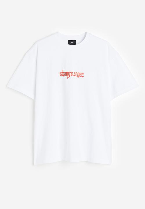 H&M - Relaxed fit printed T-shirt - white strange sense