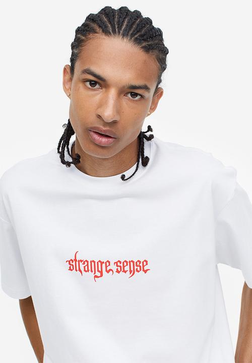 H&M - Relaxed fit printed T-shirt - white strange sense