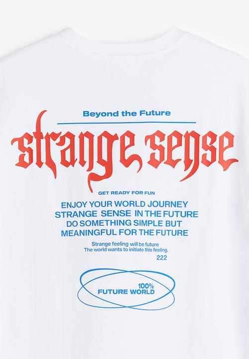 H&M - Relaxed fit printed T-shirt - white strange sense